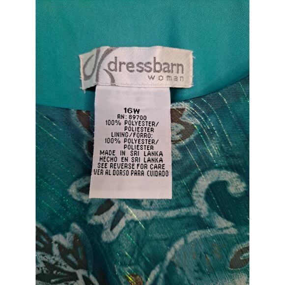 DressBarn 2 Piece Sleeveless‎ Dress with Sheer Top Teal and Brown Suit Size 16W - Picture 5 of 13